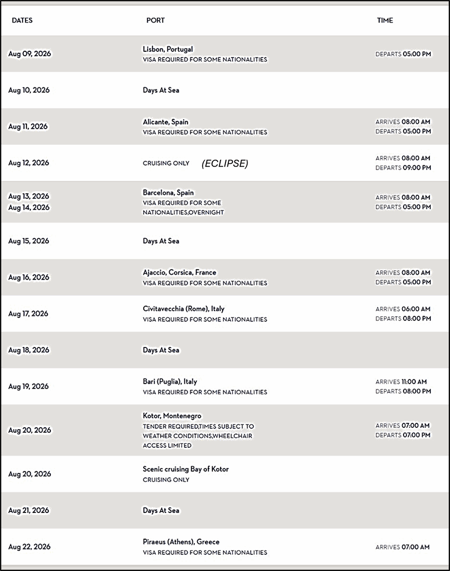 Itinerary